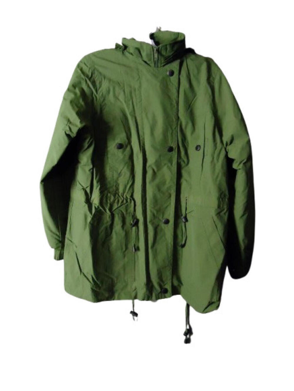 Tudor Court Windbreaker Jacket Removable Hood & Fleece Liner Women Medium Green